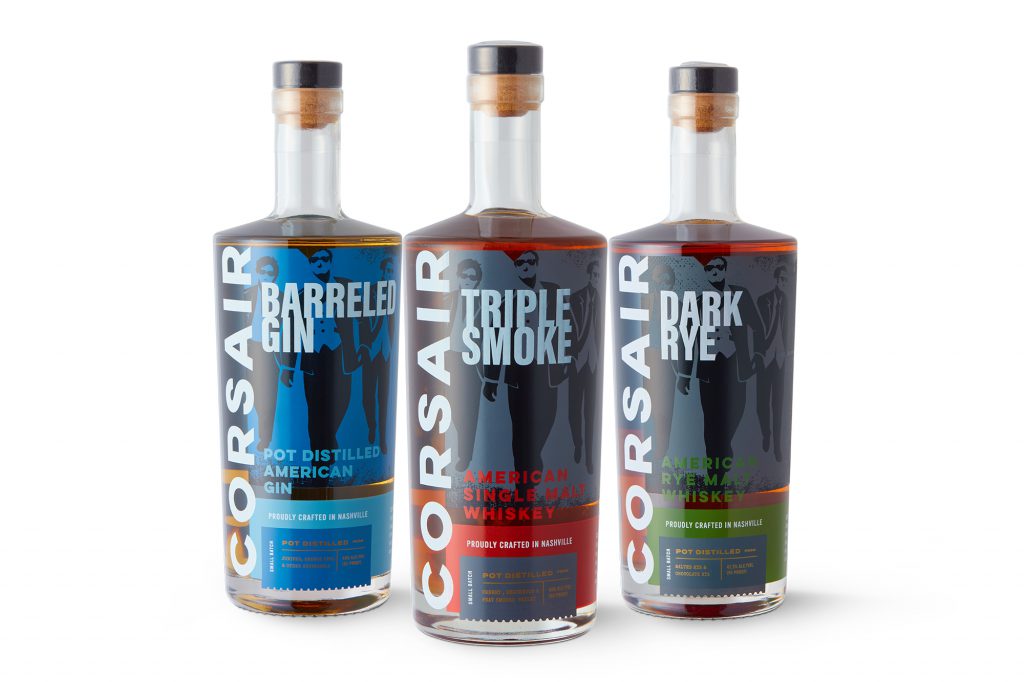 Corsair spirits (dark rye, American Whiskey, Gin, etc)