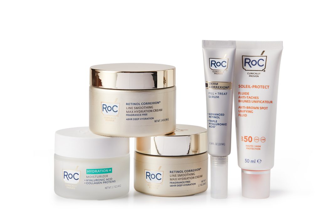 RoC Skincare Hydration + Moisturizer,  RoC Skincare Fill & Treat 10 ml and 15 ml size, and Costco Max Hydration kits